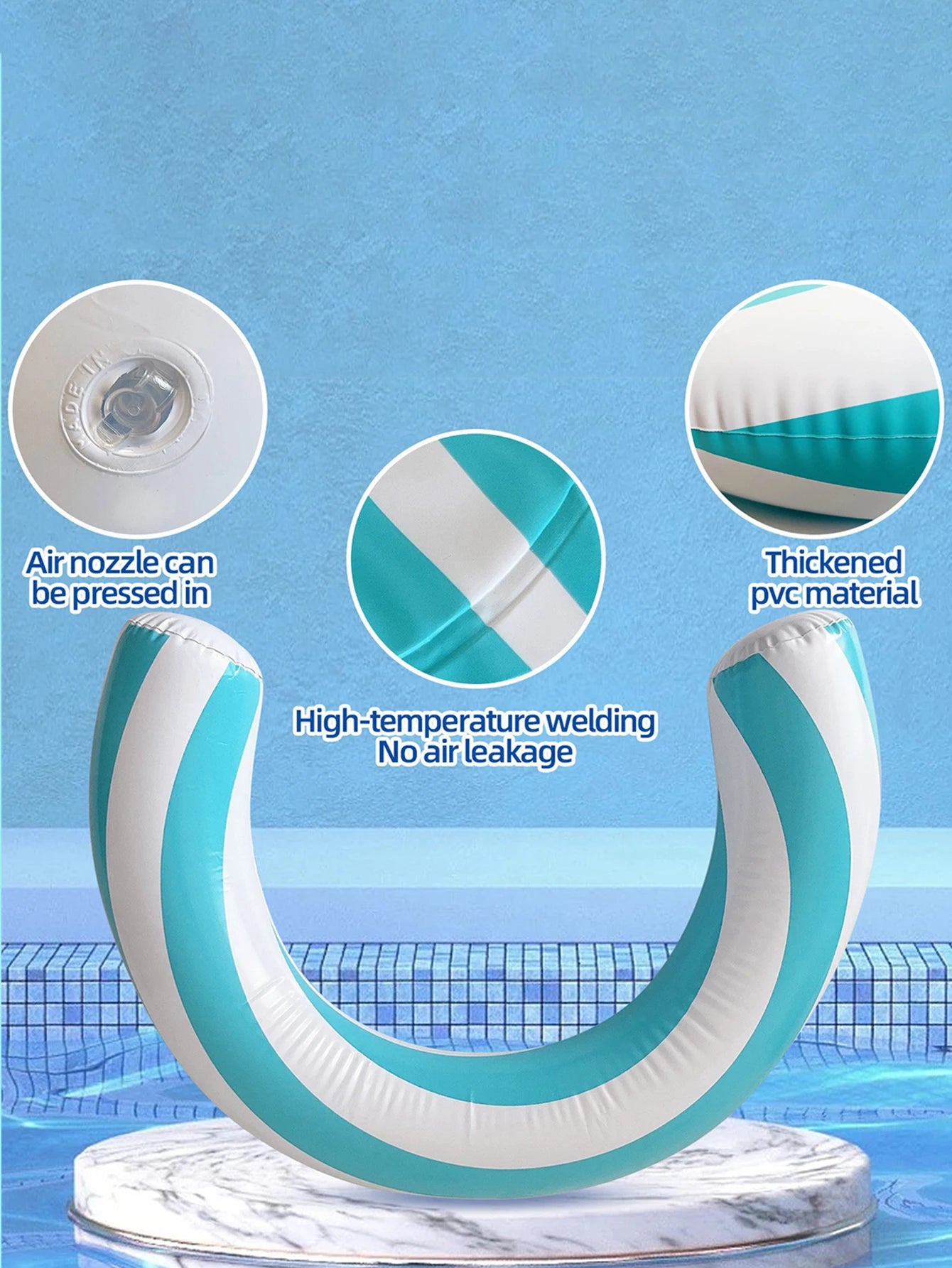 Gestreifter U-förmiger PVC Schwimmring für Pool und Strand – clever-campen Ansicht 3