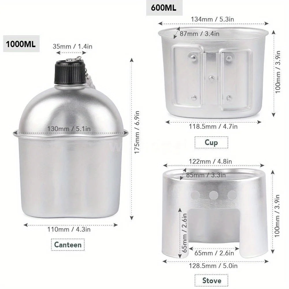 Militär Trinkflasche Set aus Aluminium – clever-campen Ansicht 6