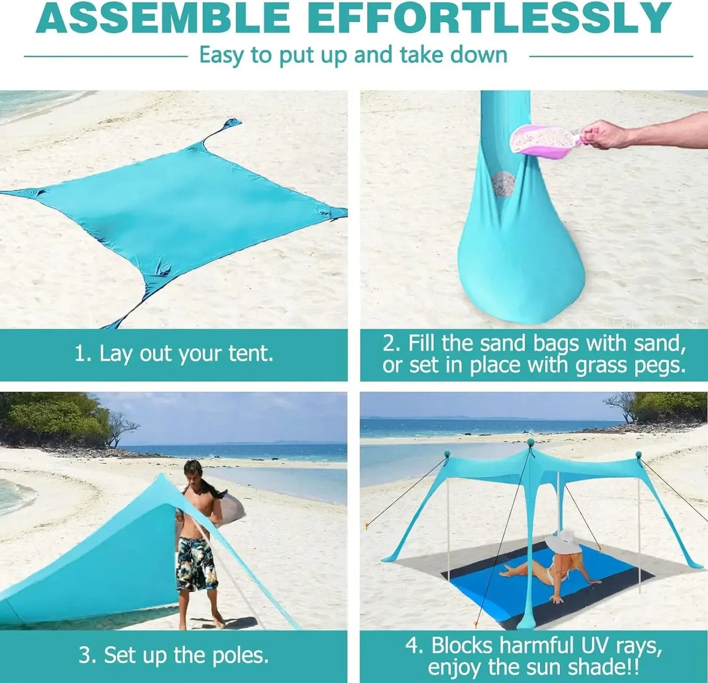 Sonnensegel für Strand und Camping – UV-Schutz und Windfest – clever-campen Ansicht 3
