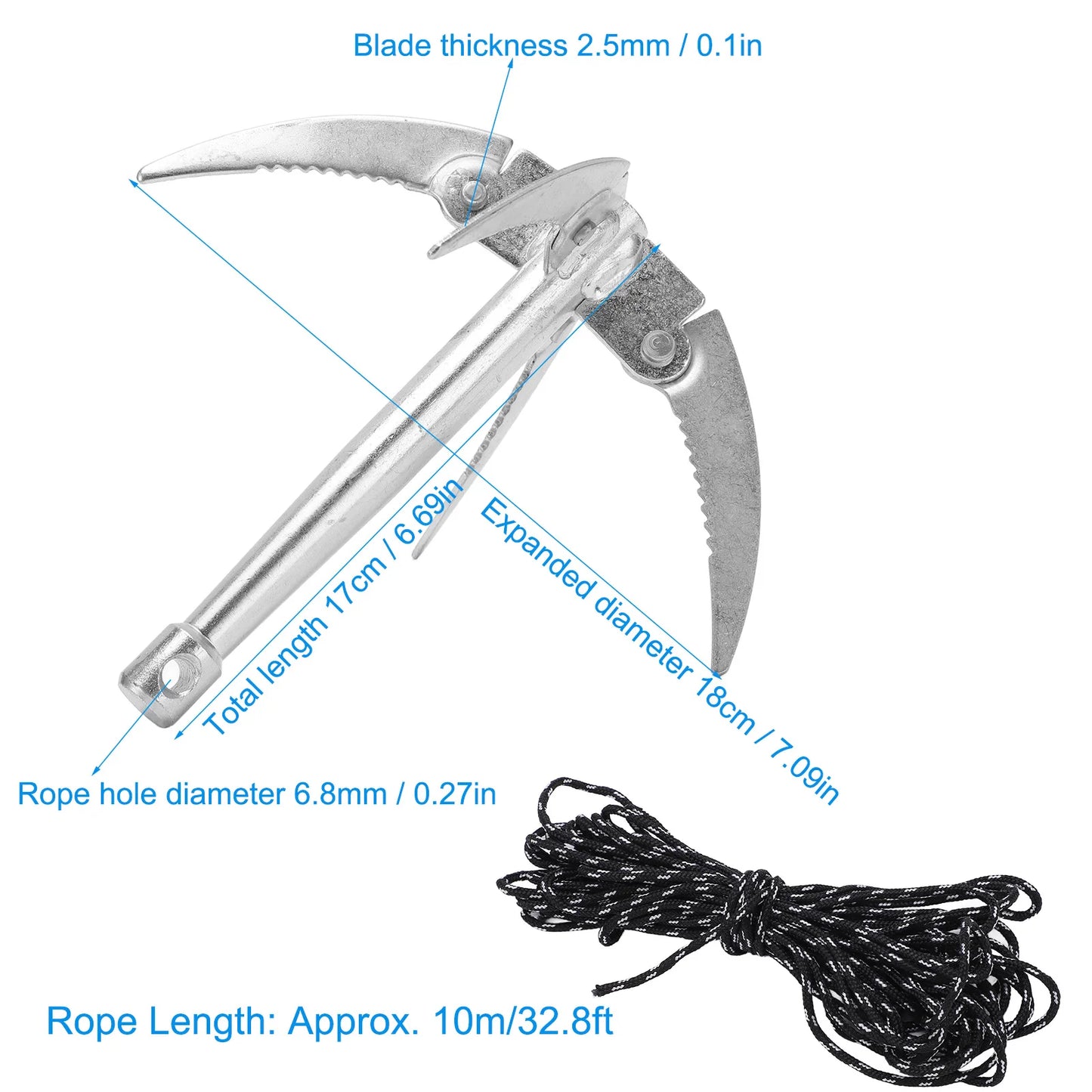 Faltbarer Angel-Wassergras-Messer mit 10m Seil – clever-campen Ansicht 2