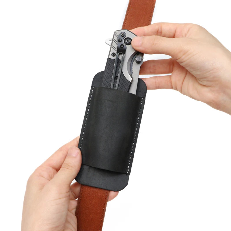 Echtes Leder EDC Klappmesser Tasche für Outdoor – clever-campen Ansicht 5