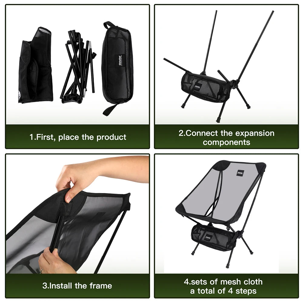 Luftige Angelstuhl aus Aluminium mit atmungsaktivem Netz – clever-campen Ansicht 5
