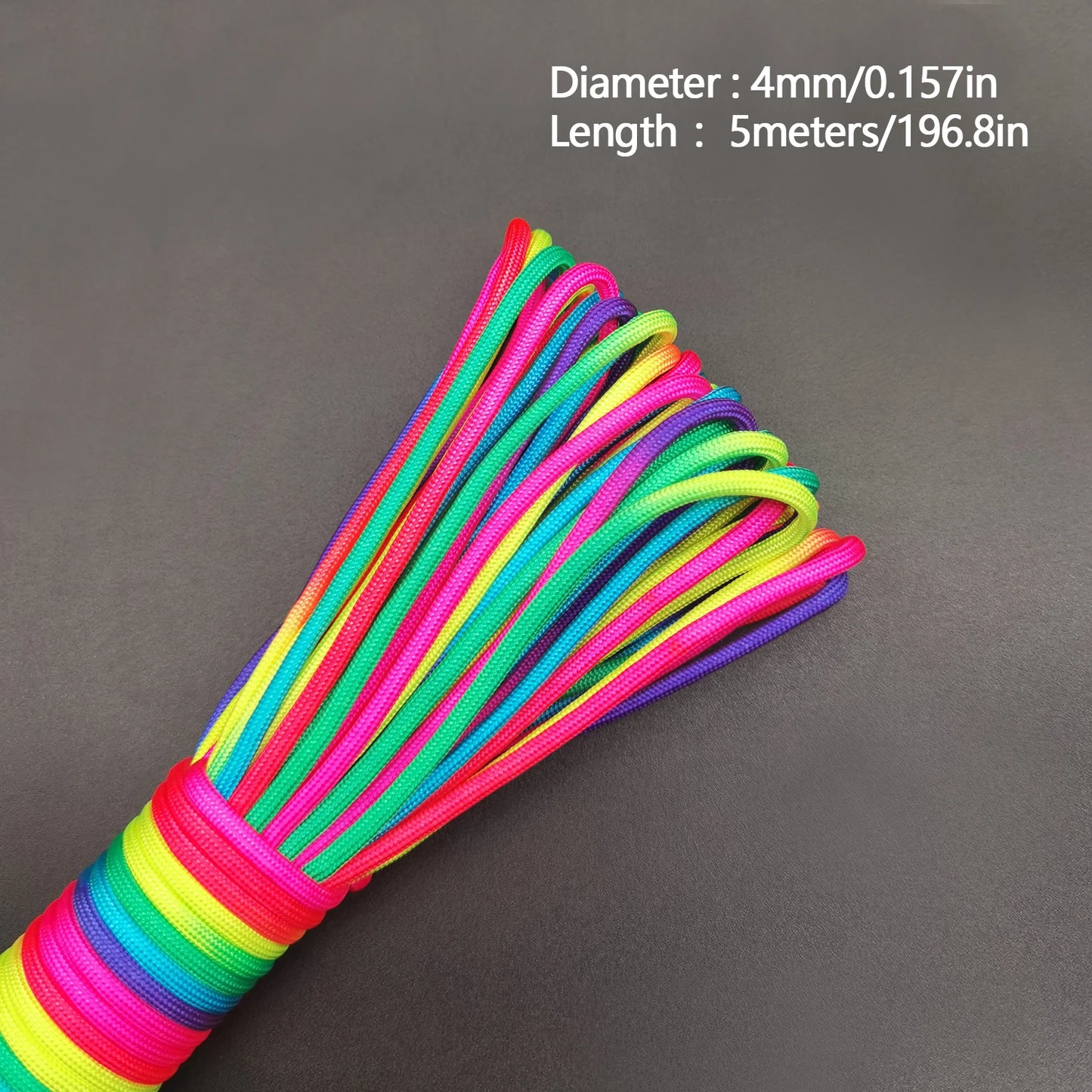 Regenbogen Paracord 7 Stränge 2mm/3mm/4mm für Camping – clever-campen Ansicht 4