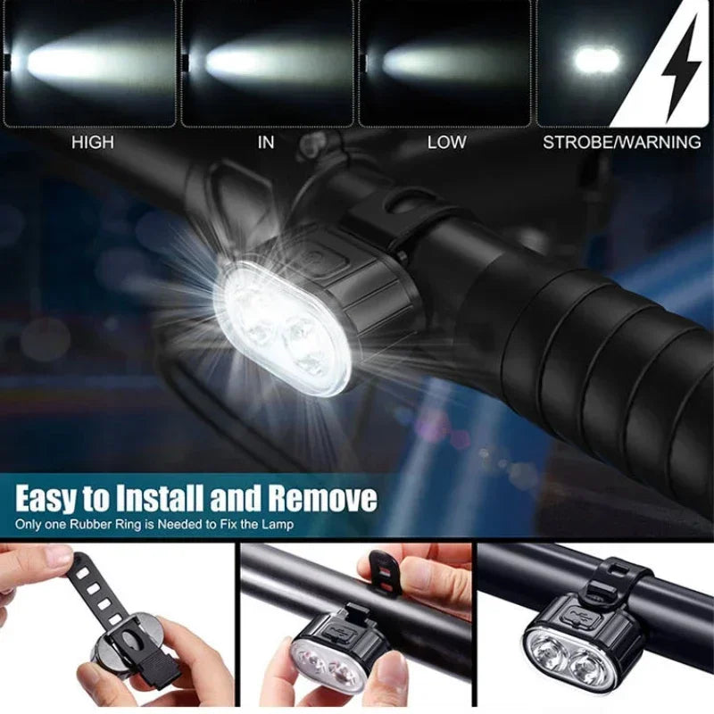USB Wiederaufladbare Fahrradlichter - Wasserdicht & Sicher – clever-campen Ansicht 4
