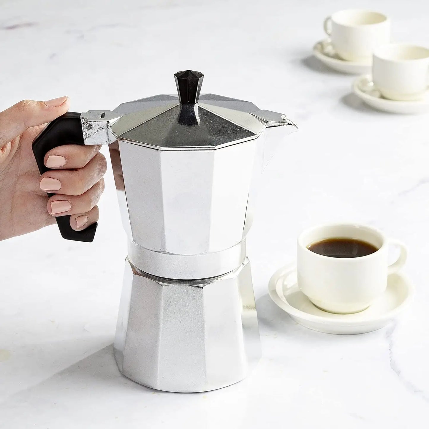 Aluminium Moka Kaffeekanne für Camping und Outdoor – clever-campen Ansicht 6