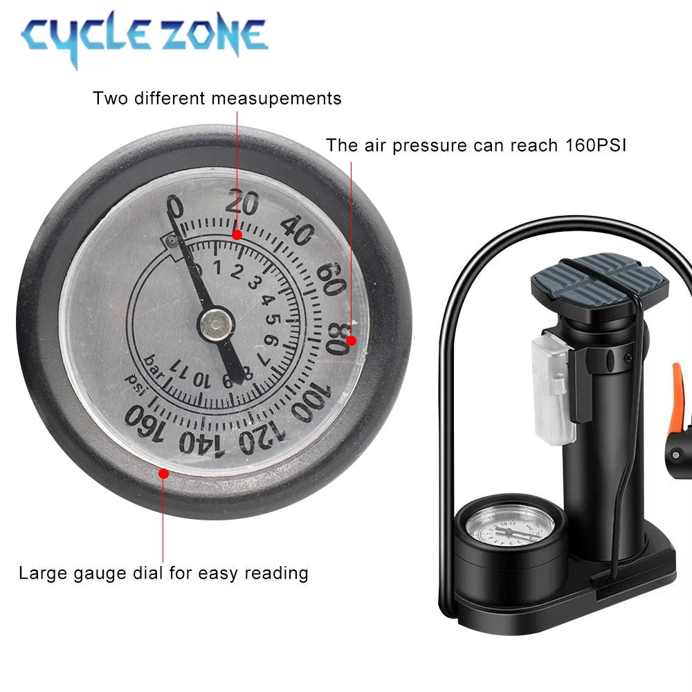Fahrrad-Fuss-Pumpe mit Manometer – Hochdruck-Pumpe – clever-campen Ansicht 2