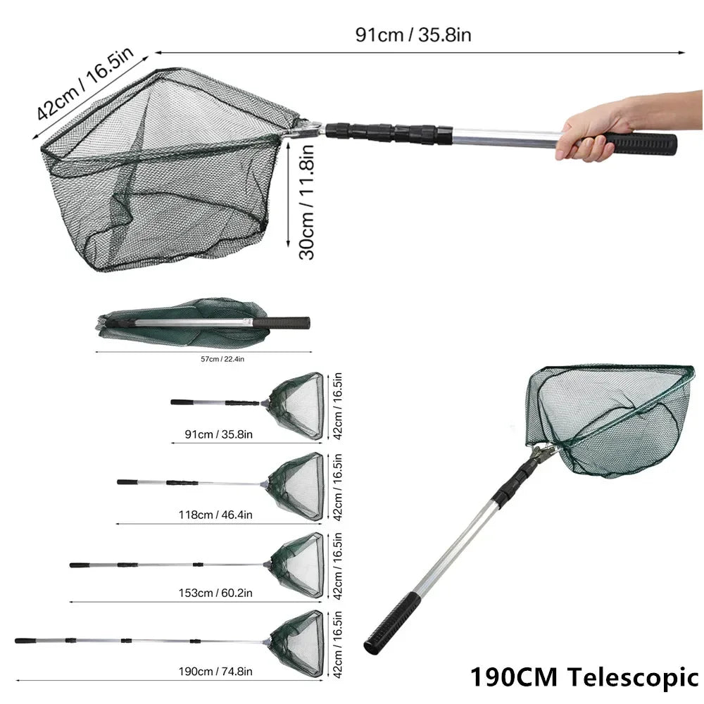 Faltbares Angelnetz mit Aluminiumgriff und Zubehör – clever-campen Ansicht 2