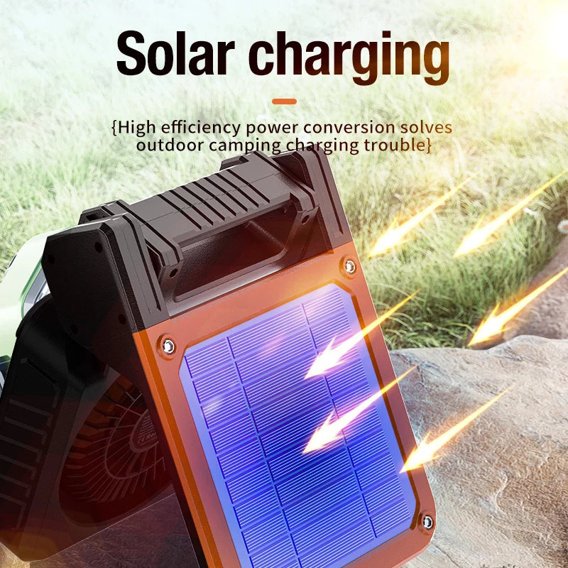Multifunktionaler Campingventilator mit USB und Solar – clever-campen Ansicht 2