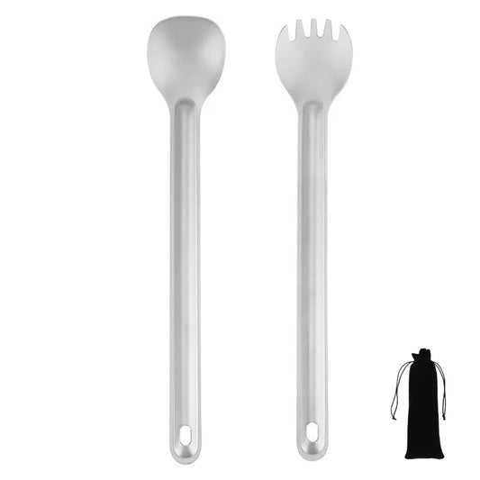 Titanium Spork Set mit langem Griff für Camping