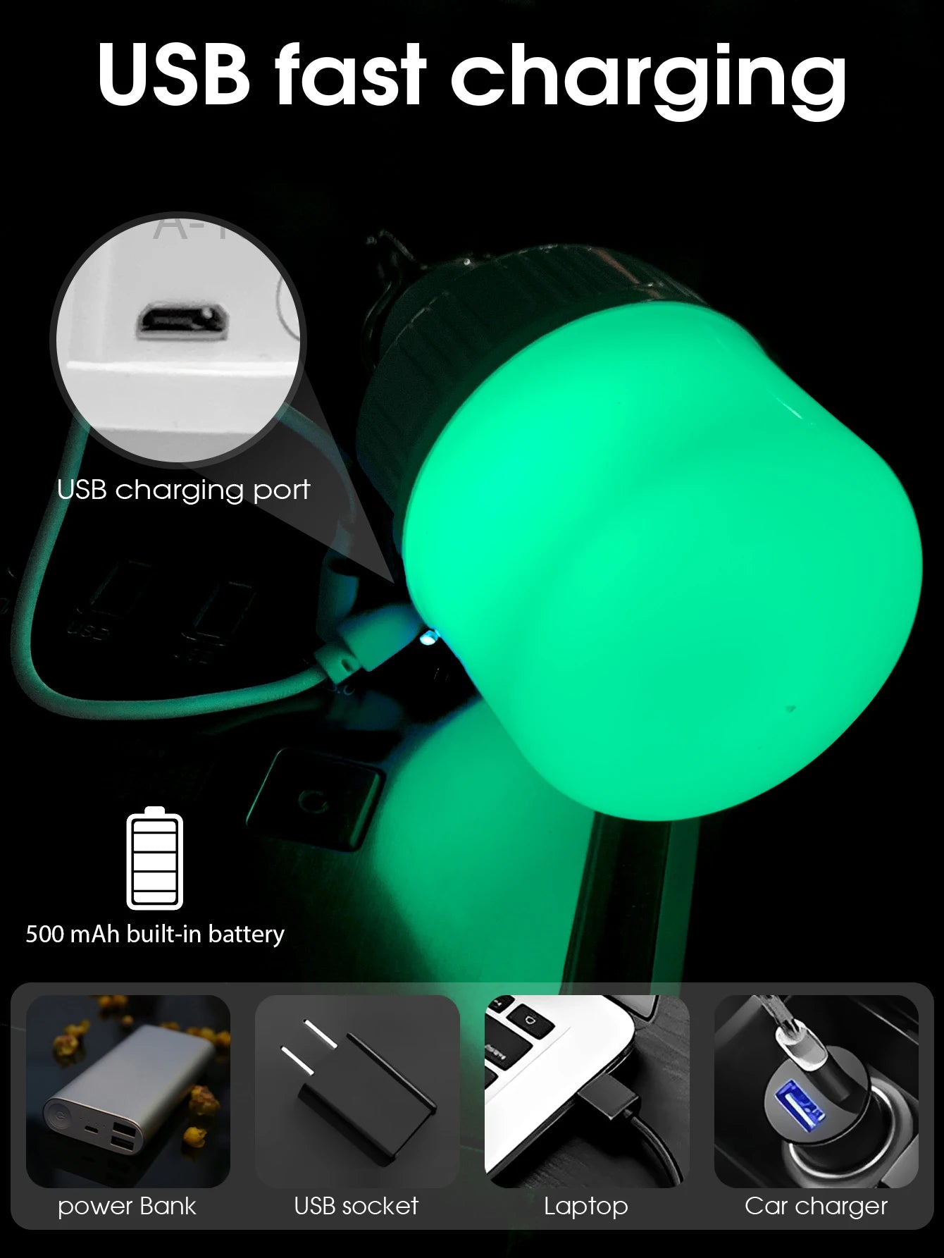 Tragbar USB-Ladbare LED-Campingleuchte für Wanderungen – clever-campen Ansicht 3