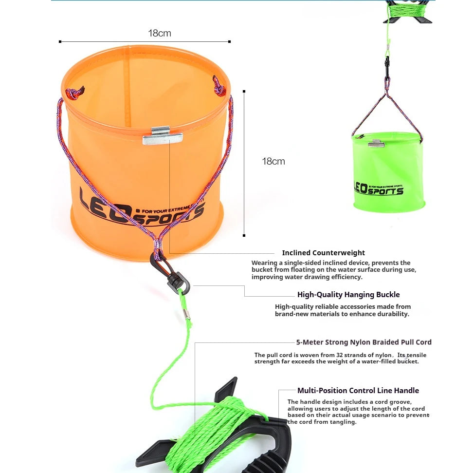 Faltbarer EVA Fischereieimer mit Griff 17cm – clever-campen Ansicht 3
