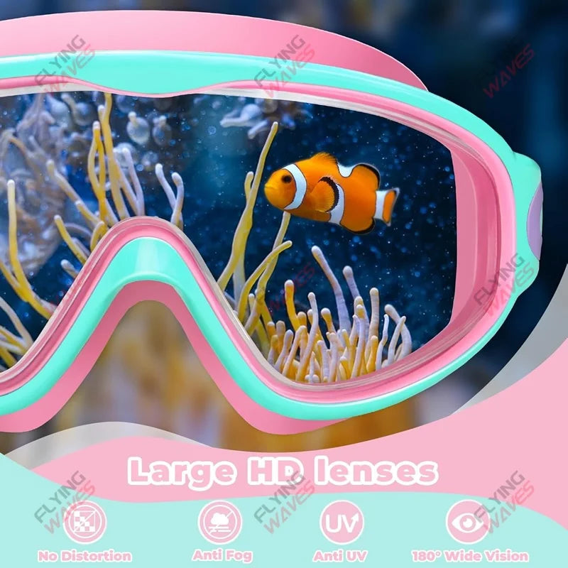 Bunte Kinder-Schwimmbrille mit breitem Sichtfeld – clever-campen Ansicht 3
