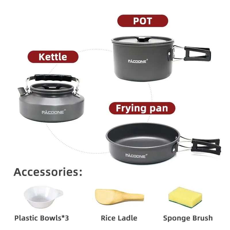 Tragbar Camping-Kochset aus Metall – clever-campen Ansicht 2
