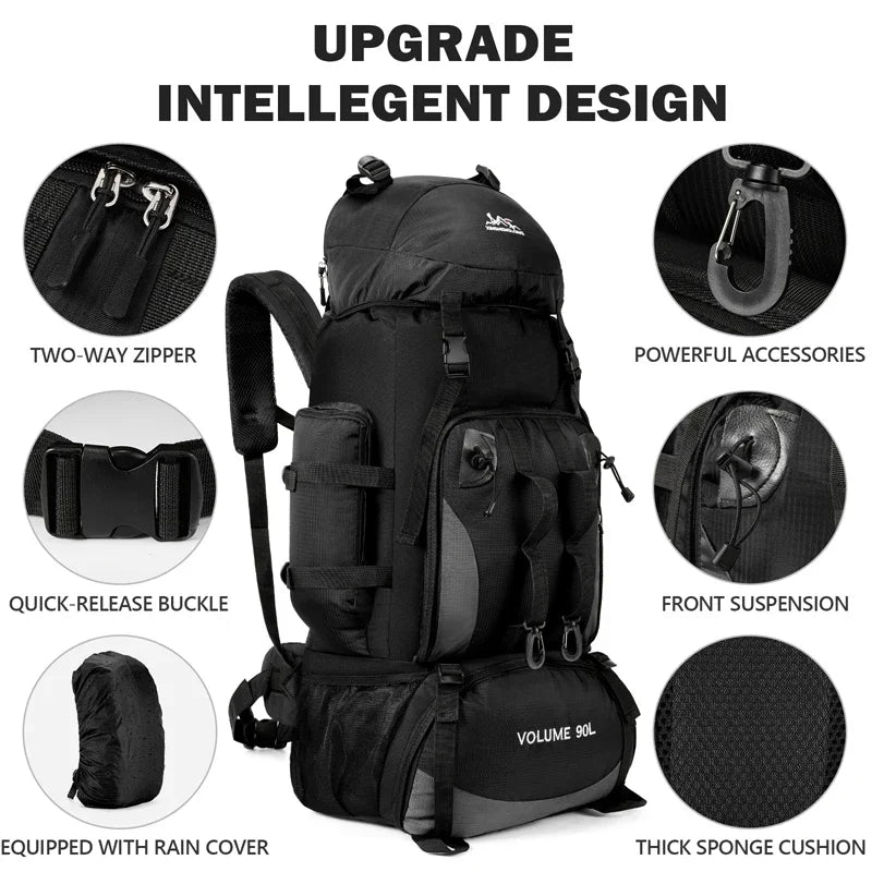 90L Wasserdichter Wanderrucksack für Outdoor-Aktivitäten – clever-campen Ansicht 2