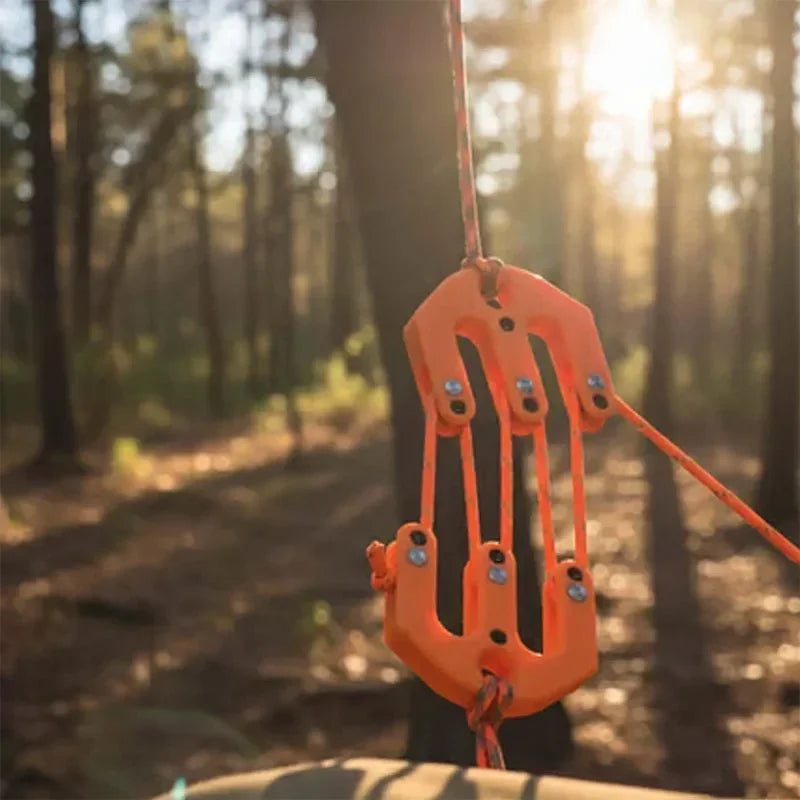 Wetterfester Flaschenzug mit Riemen für Camping und Outdoor – clever-campen Ansicht 4