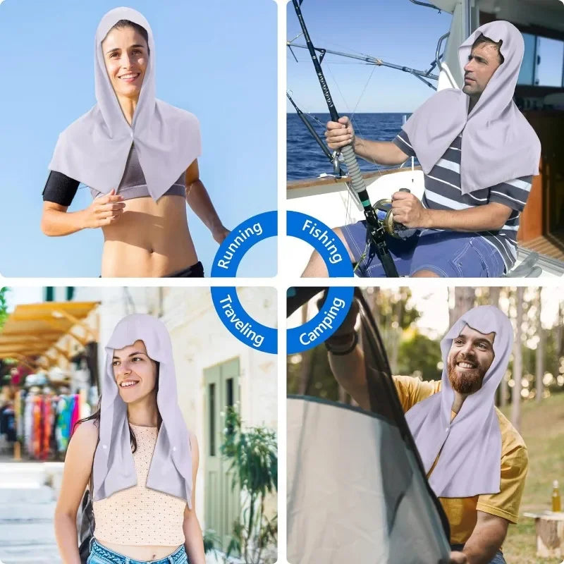 Kühlendes Hoodie-Handtuch mit UV-Schutz für Sport – clever-campen Ansicht 6
