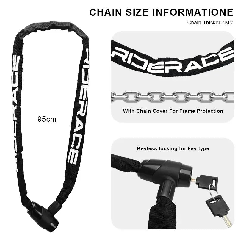 RIDERACE Fahrradschloss Kette 95cm mit 2 Schlüsseln – clever-campen Ansicht 3
