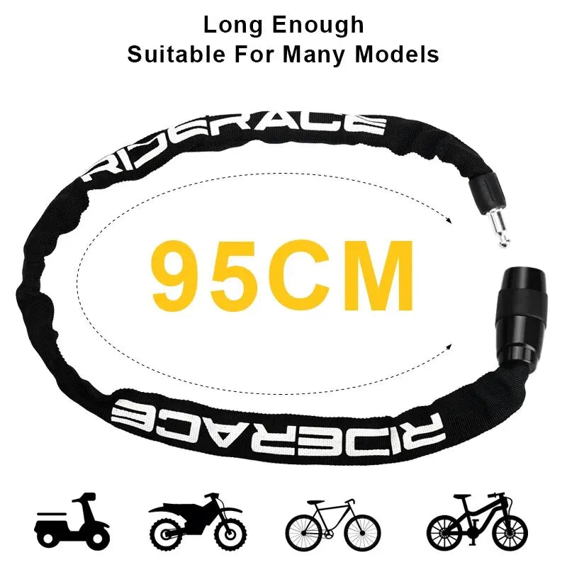 RIDERACE Fahrradschloss Kette 95cm mit 2 Schlüsseln – clever-campen Ansicht 2