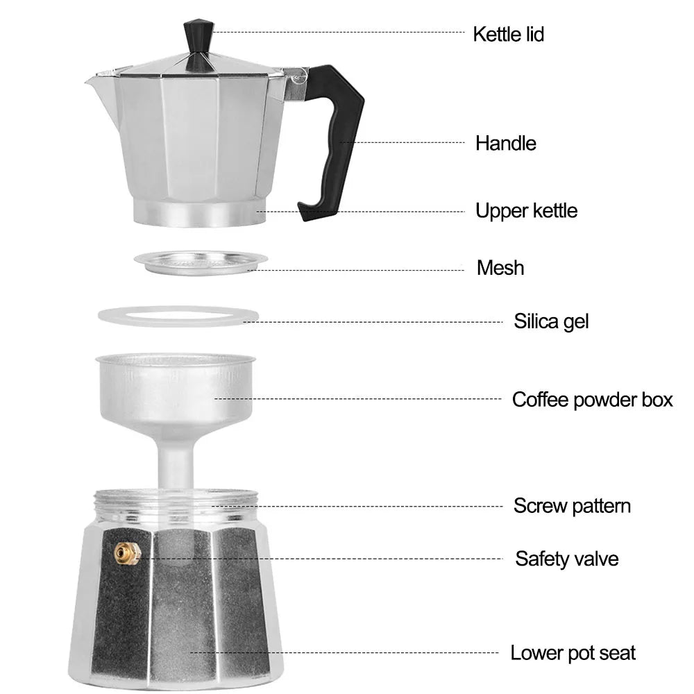 Aluminium Moka Kaffeekanne für Camping und Outdoor – clever-campen Ansicht 3