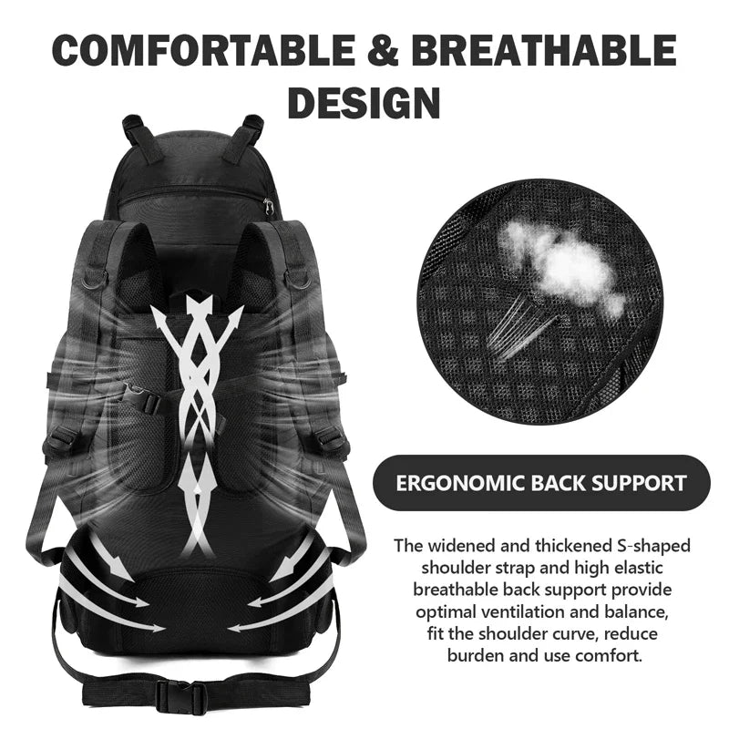 90L Wasserdichter Wanderrucksack für Outdoor-Aktivitäten – clever-campen Ansicht 4