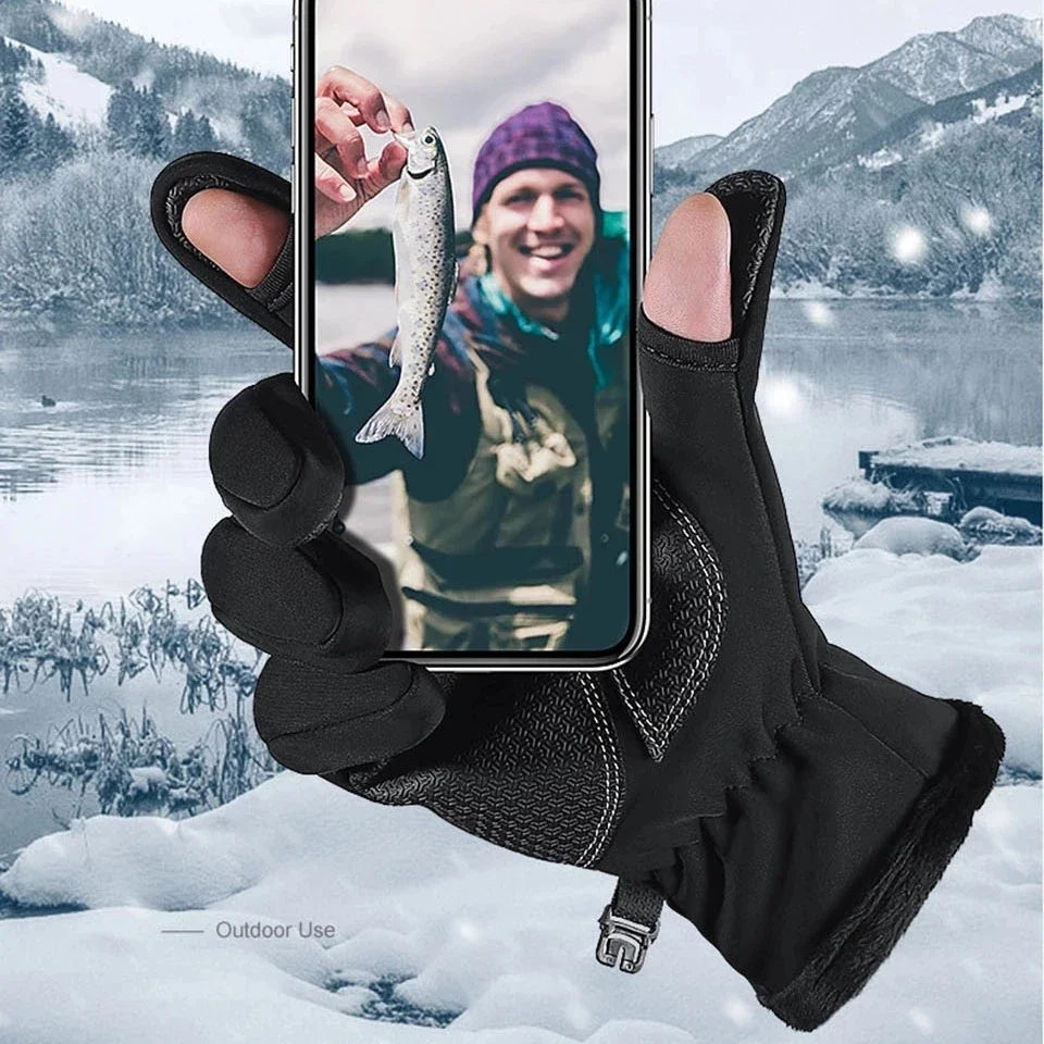 Wasserdichte Winter Angelhandschuhe mit 2-Finger Flip – clever-campen Ansicht 3