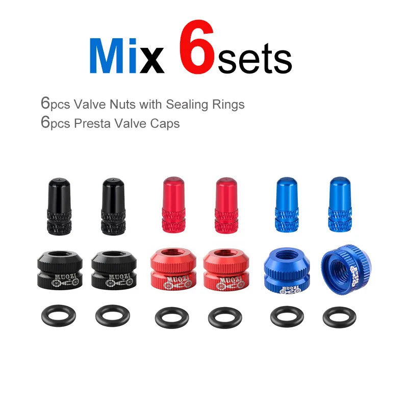 Bicycle Tire Valve Nut Set mit Presta Ventilkappen