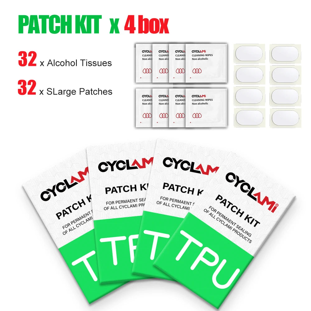 CYCLAMI Fahrrad Reparaturset mit 8 Patches und Tüchern
