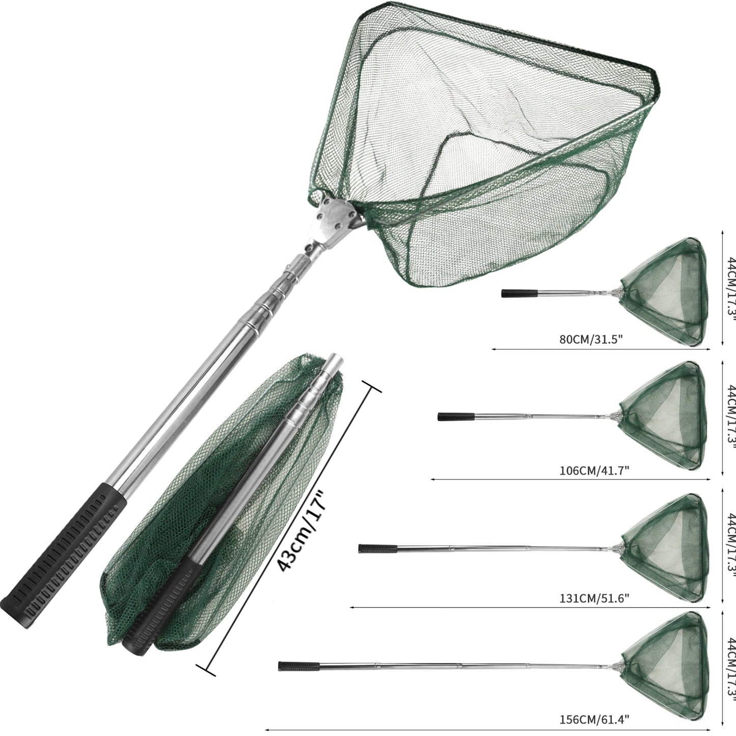 Teleskopisches Angelnetz 1.9m/1.5m/1.3m faltbar
