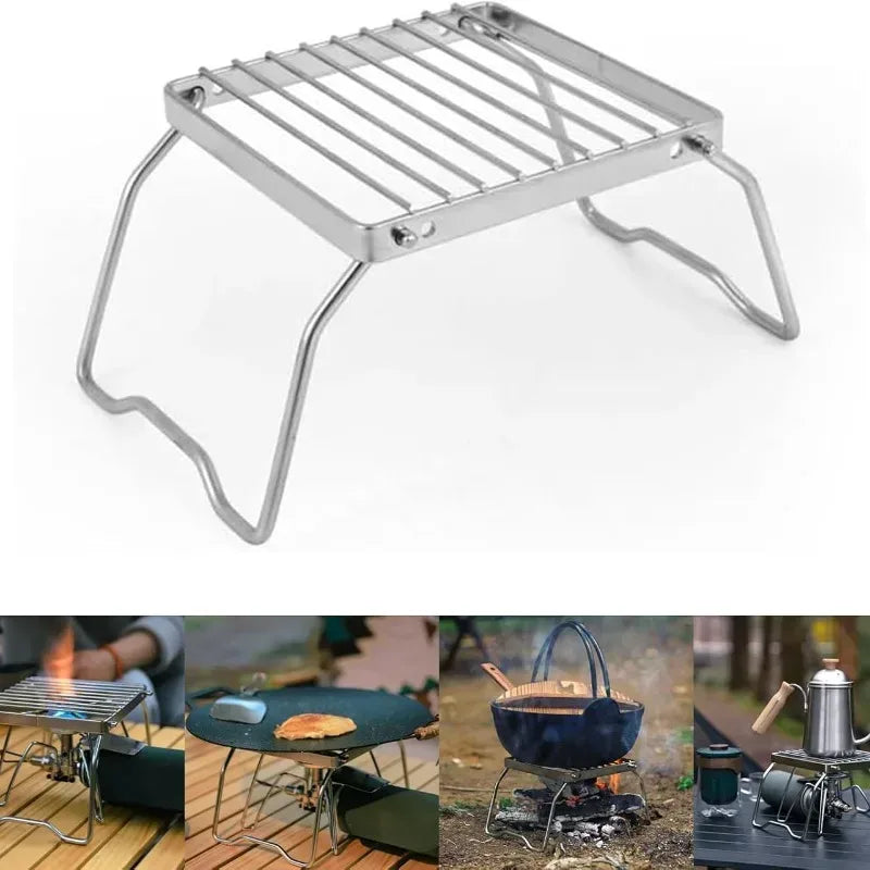 Faltbarer Edelstahl Campingkocher Halter BBQ Grill Rack – clever-campen Camping & Outdoor Schweiz