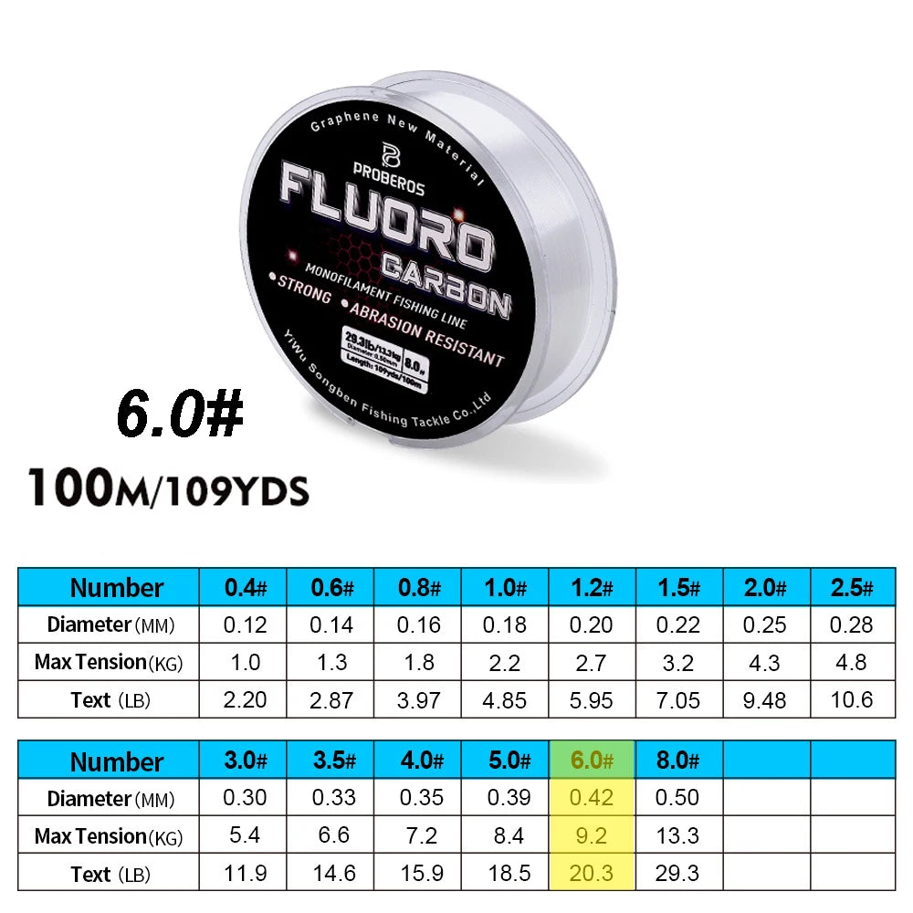 PROBEROS 100M Fluorocarbon Angelvorfach 2.2LB-29.3LB