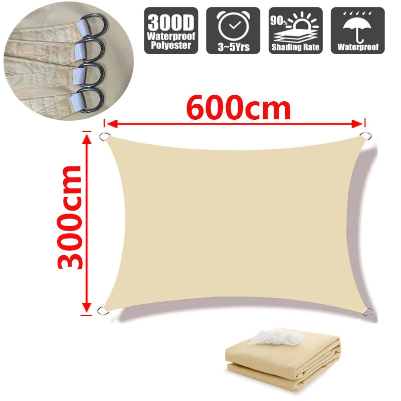 Wasserdichtes Sonnensegel aus 300D Polyester für UV-Schutz