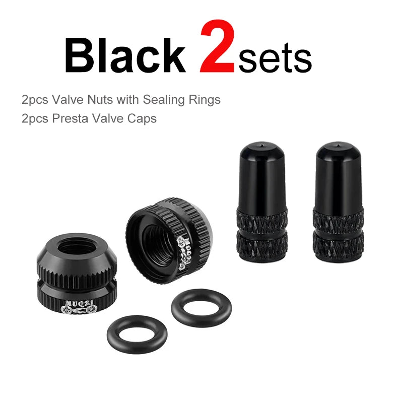 Bicycle Tire Valve Nut Set mit Presta Ventilkappen