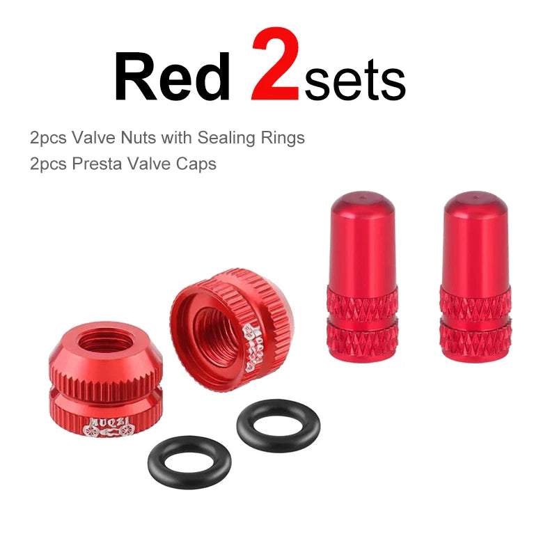 Bicycle Tire Valve Nut Set mit Presta Ventilkappen