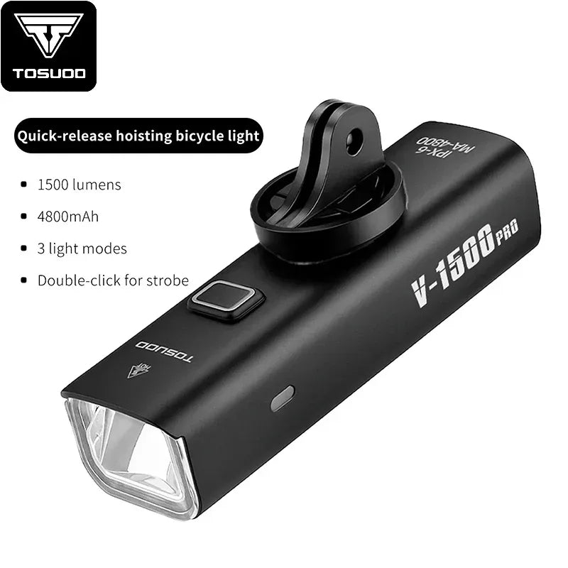TOSUOD Fahrrad Frontlicht 1500 Lumen USB Wiederaufladbar – clever-campen Camping & Outdoor Schweiz