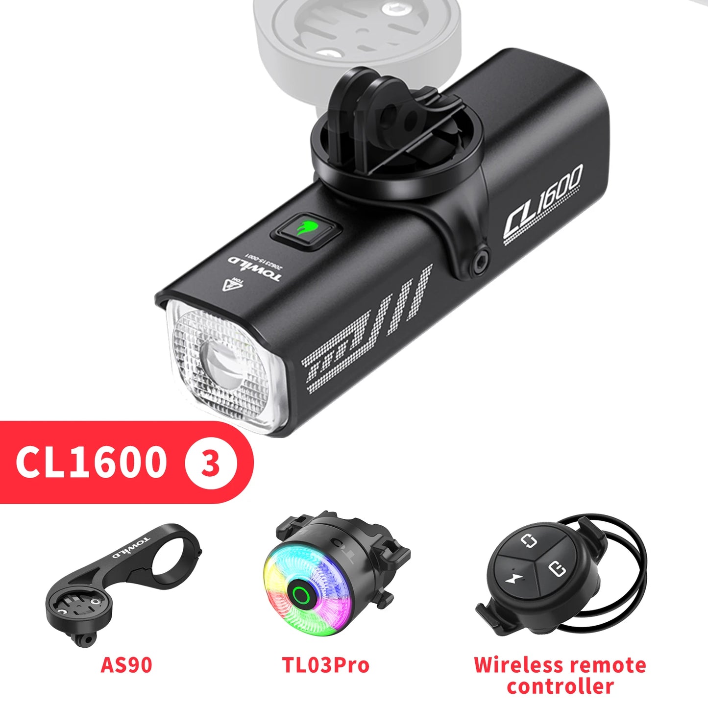 TOWILD CL1600 Fahrradlicht 5000mAh LED Aluminium IPX6