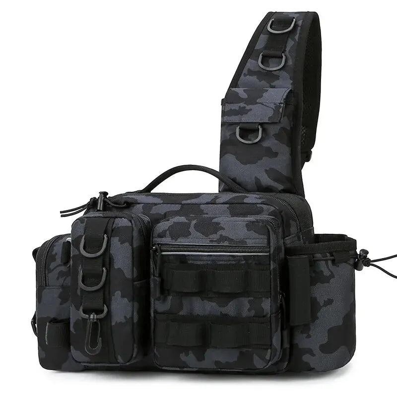 Angler Rucksack mit Köderbox und Rutenhalter