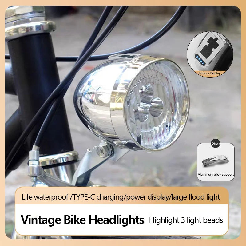 Vintage Fahrrad Frontlicht 3 LED Retro Design