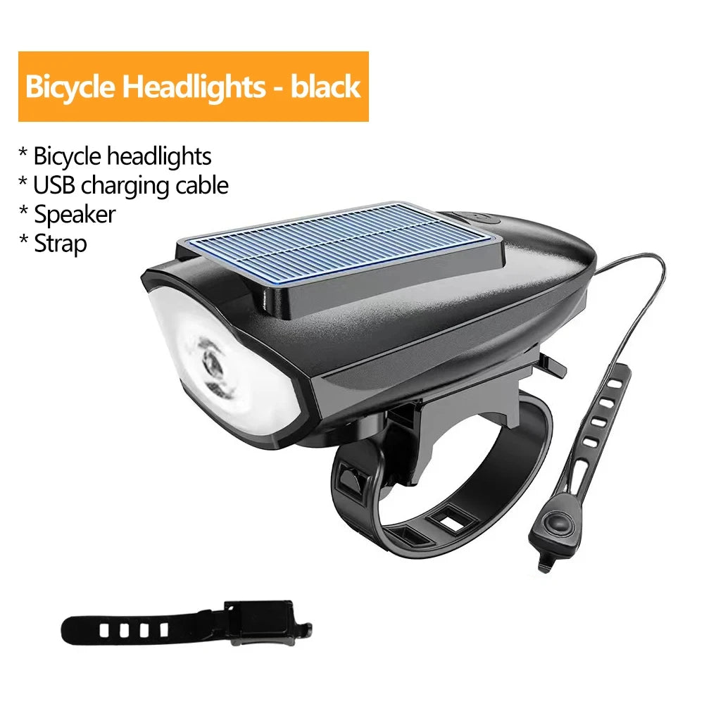Solar Fahrradlicht mit Horn – LED Frontlampe für Bikes