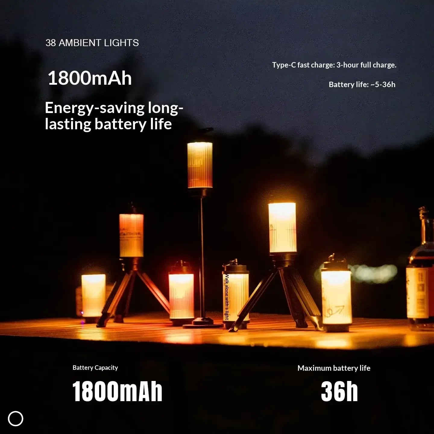 1800mAh LED Campinglaterne – tragbar mit langer – clever-campen Camping & Outdoor Schweiz