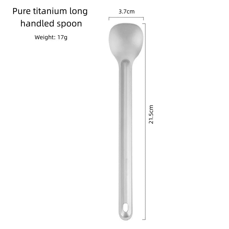 Titanium Spork Set mit langem Griff für Camping