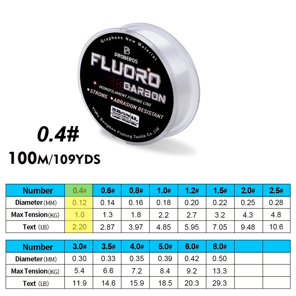 PROBEROS 100M Fluorocarbon Angelvorfach 2.2LB-29.3LB