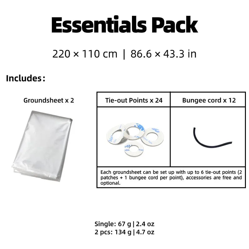 Ultraleichte Polycro Zeltunterlage 69g – Wasserdichte