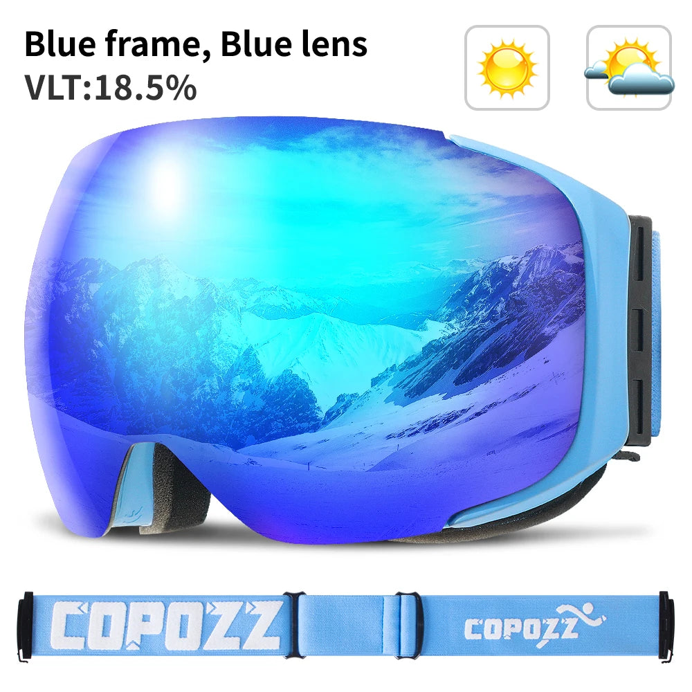 COPOZZ Magnet-Ski-Goggles mit Wechselglas und Etui