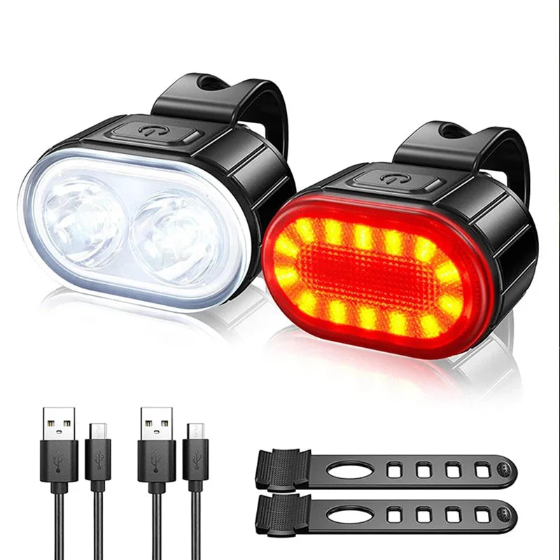 Wiederaufladbares LED Fahrradlicht Set für Vorder