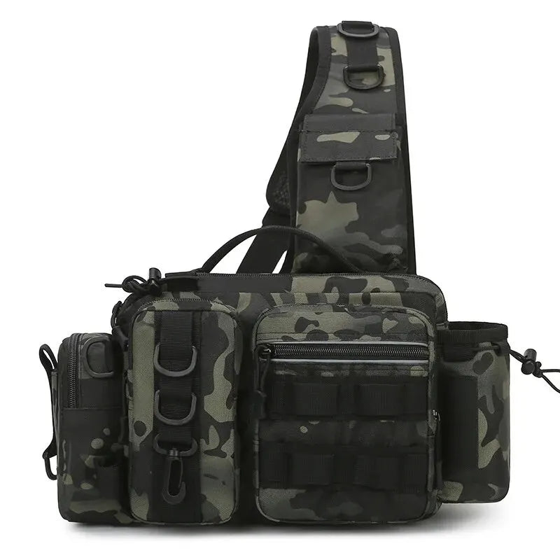 Angler Rucksack mit Köderbox und Rutenhalter