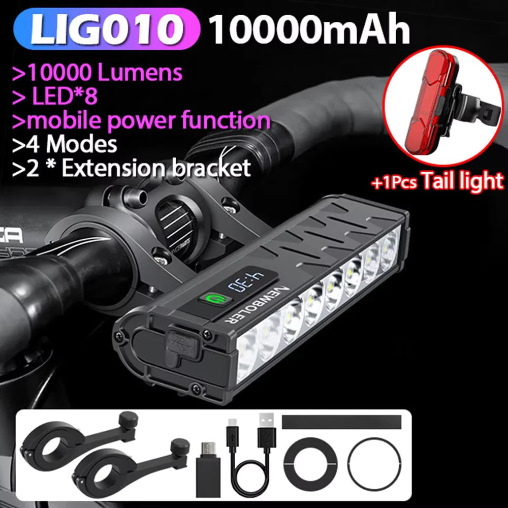 10000 Lumen Fahrradlicht mit USB-Ladung und Wasserschutz
