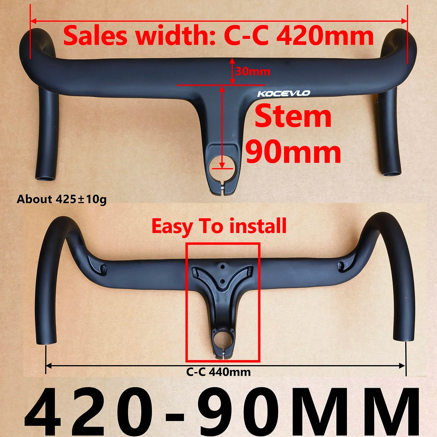KOCEVLO X01 Carbon Fahrradlenker mit Spacer für 28.6mm