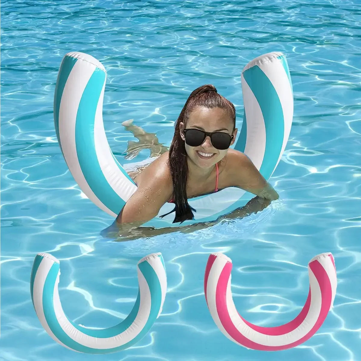Gestreifter U-förmiger PVC Schwimmring für Pool und Strand – clever-campen Camping & Outdoor Schweiz
