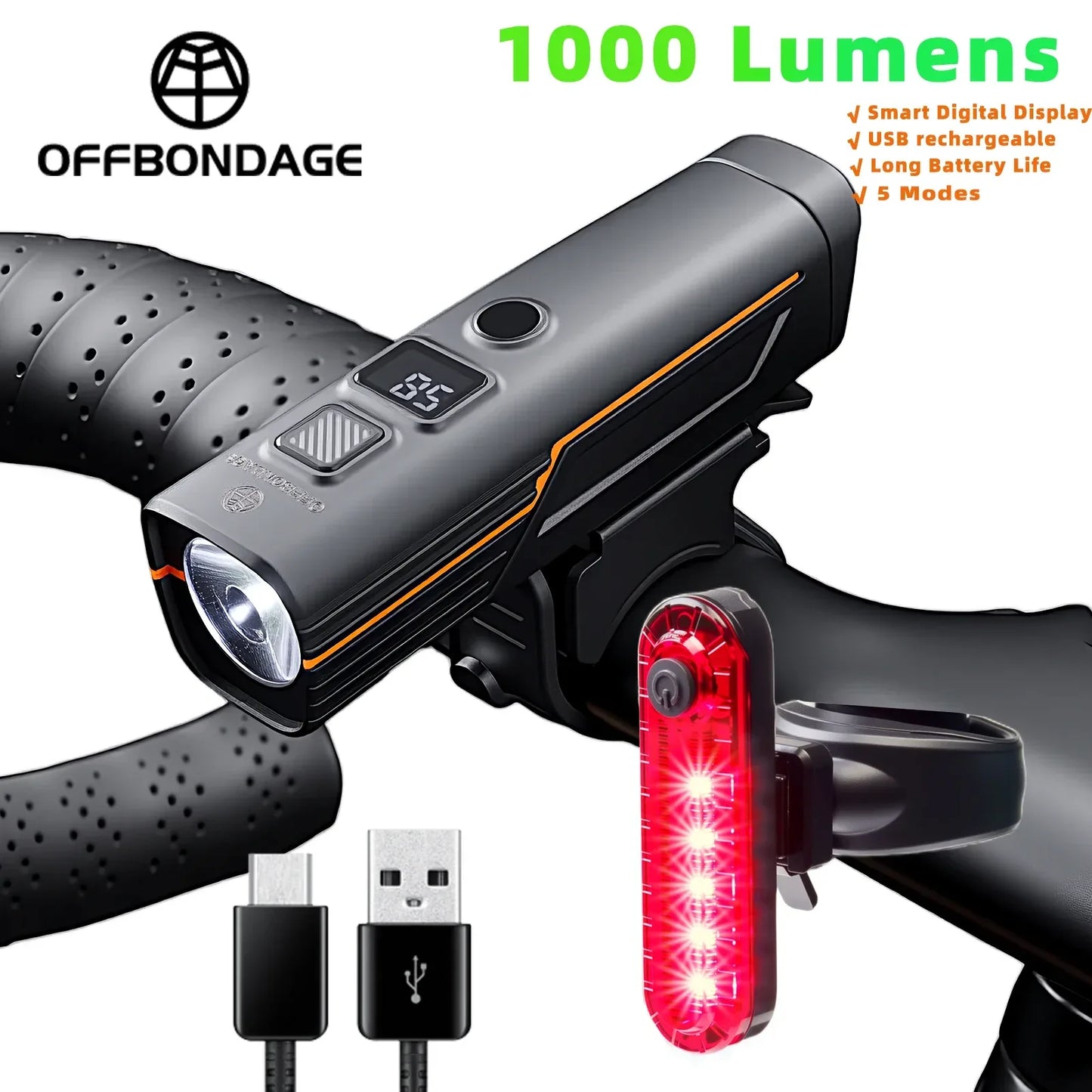 Wasserdichte Fahrradlampe mit USB-Ladung und 1000 Lumen – clever-campen Camping & Outdoor Schweiz