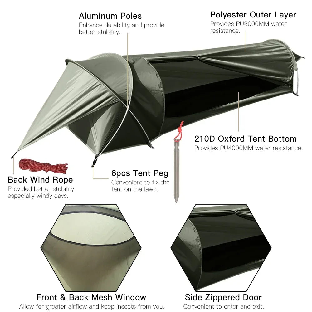 Ultralight Einpersonenzelt 210D Wasserdichtes Campingzelten – clever-campen Camping & Outdoor Schweiz